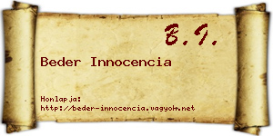Beder Innocencia névjegykártya